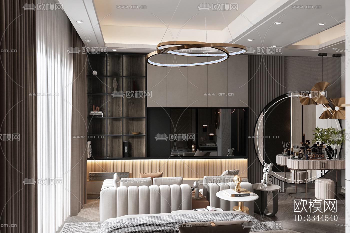 现代卧室效果图下载（渲染图3）