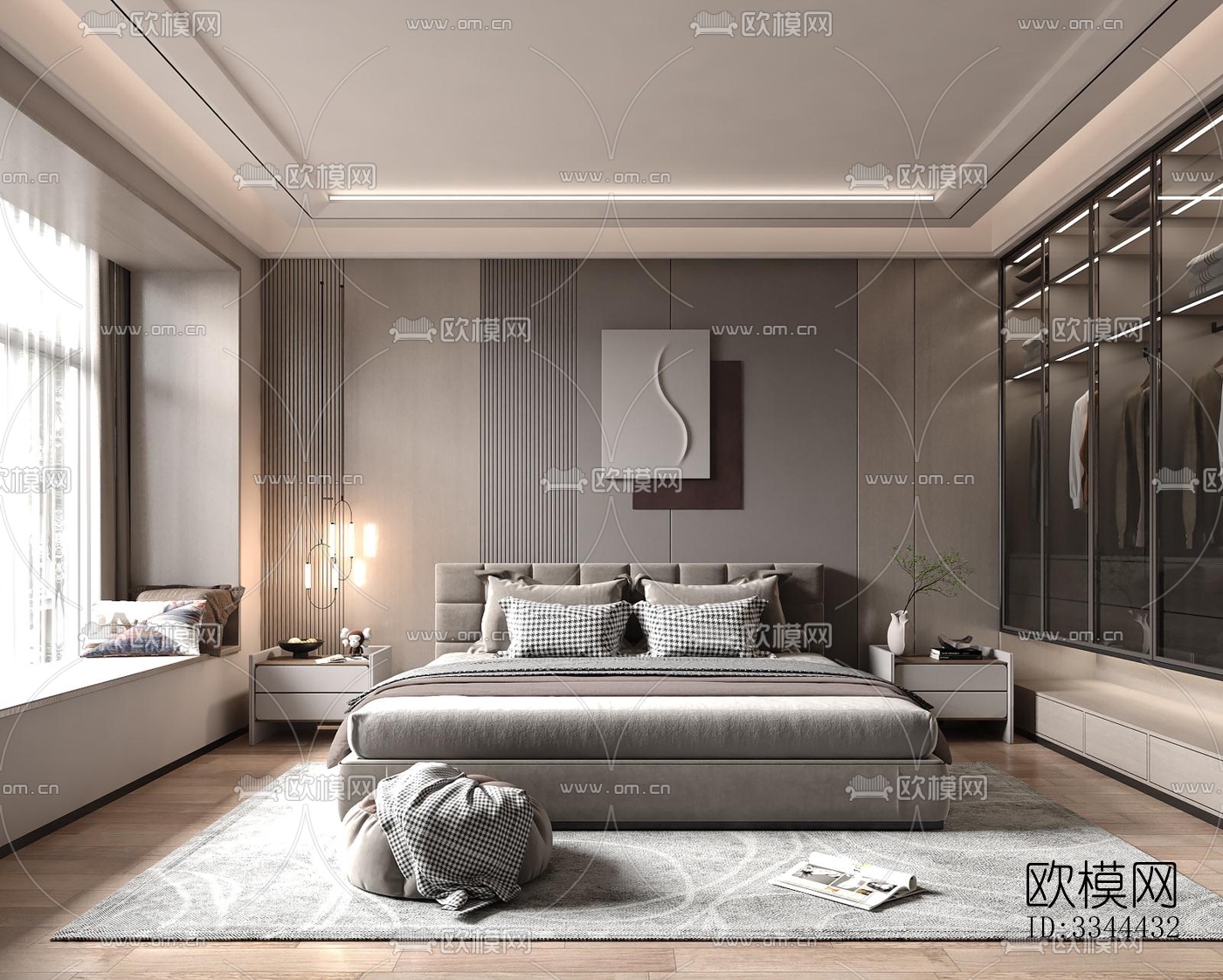 现代卧室效果图下载（渲染图11）