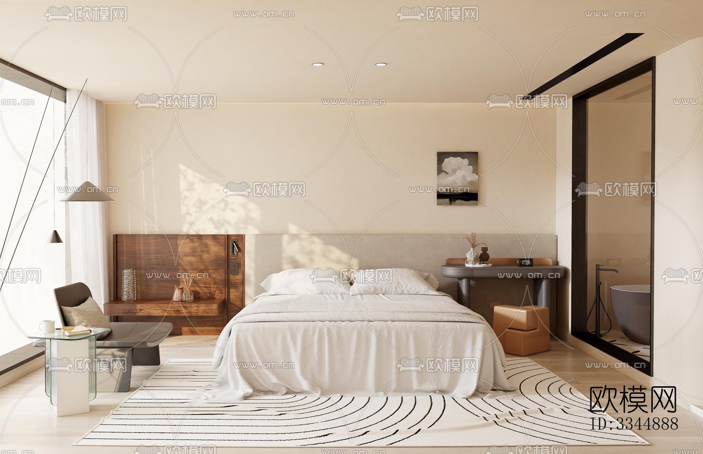 现代卧室效果图下载（渲染图1）