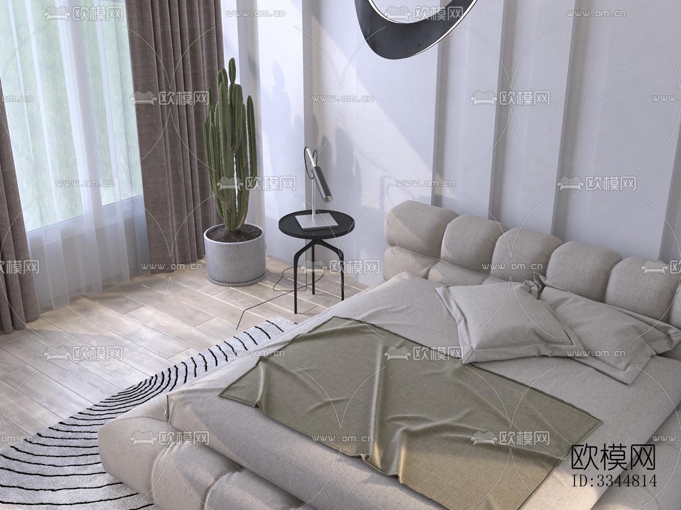 现代卧室效果图下载（渲染图4）