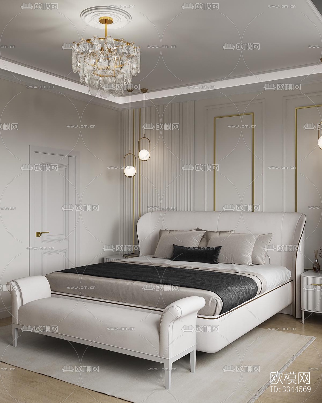 现代卧室效果图下载（渲染图3）