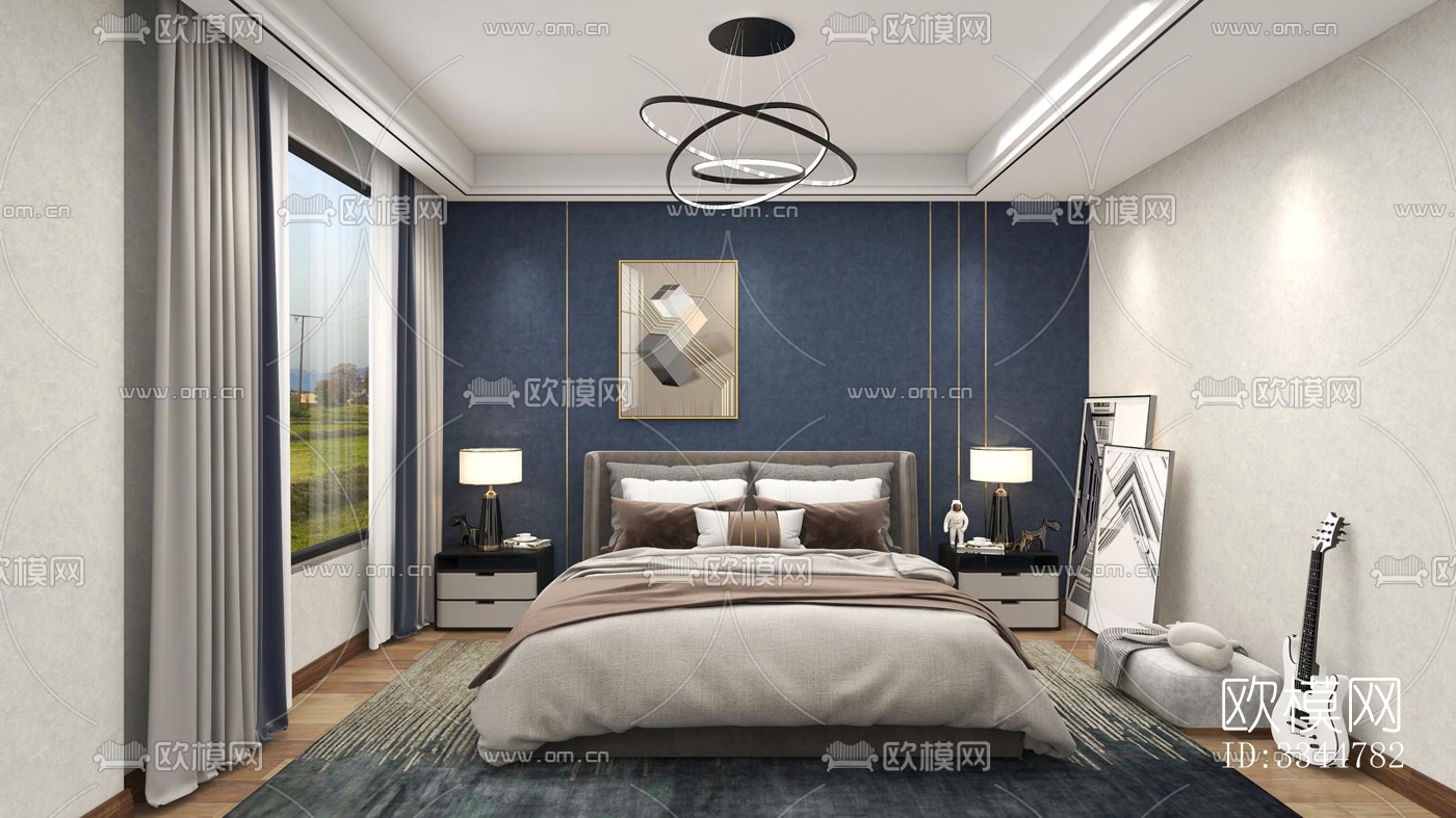现代卧室效果图下载（渲染图3）