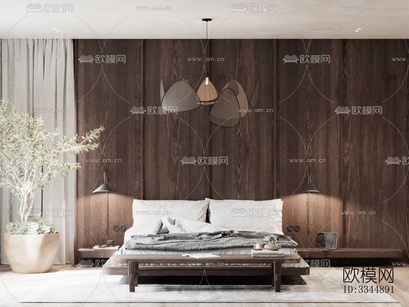 现代卧室效果图下载（渲染图12）