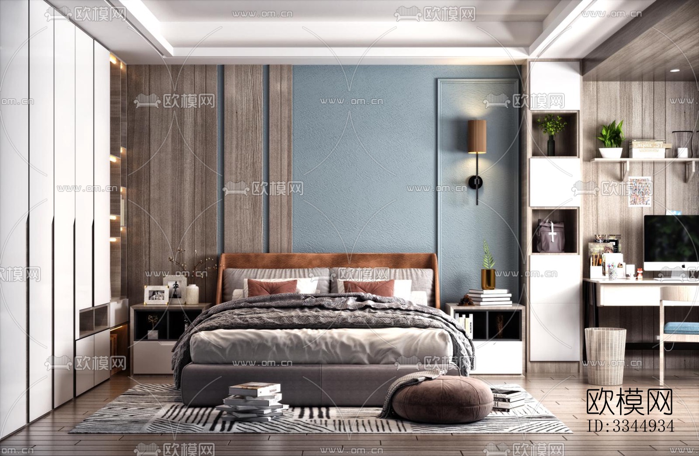 现代卧室效果图下载（渲染图7）