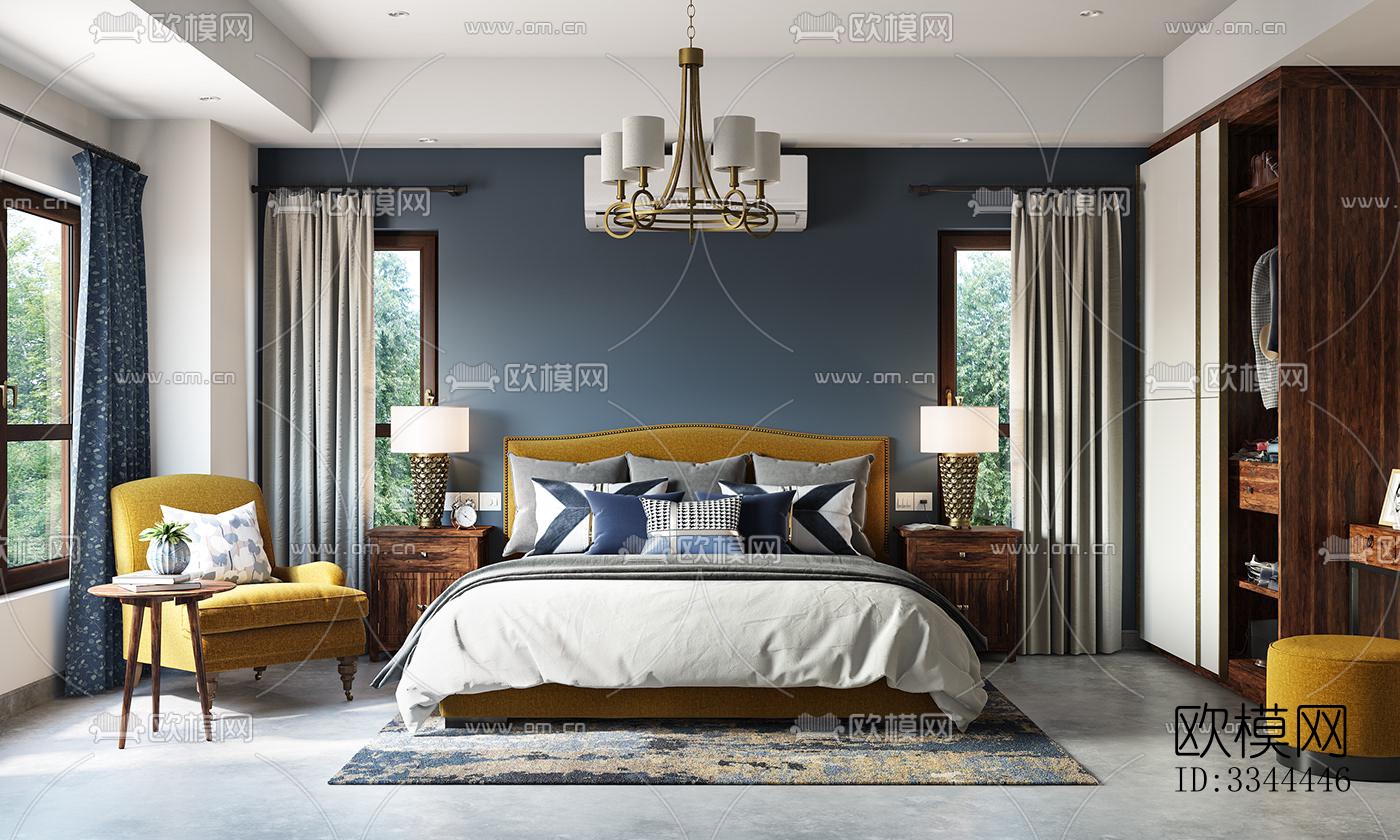 现代卧室效果图下载（渲染图2）