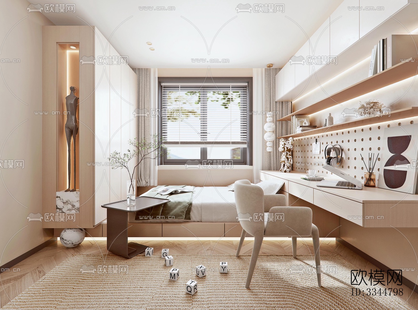 现代卧室效果图下载（渲染图9）