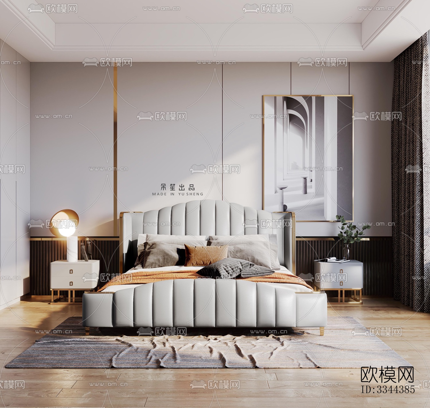 现代卧室效果图下载（渲染图1）
