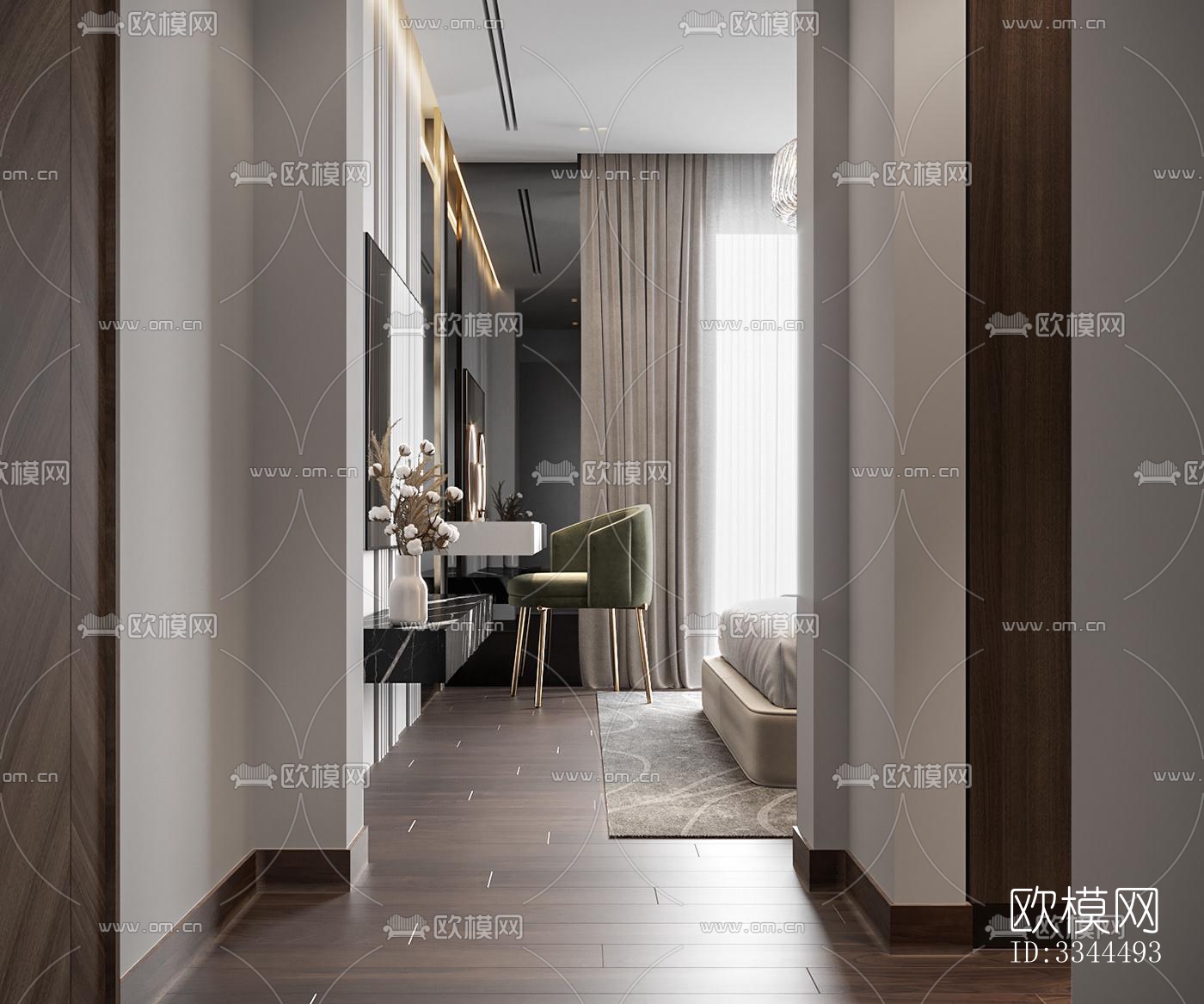 现代卧室效果图下载（渲染图8）