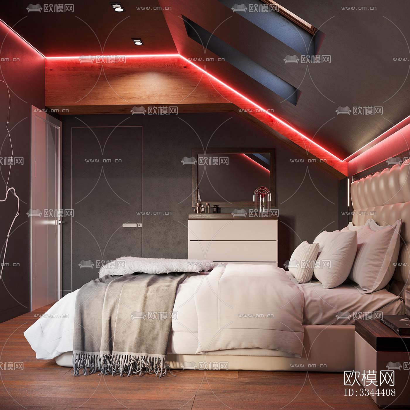 现代卧室效果图下载（渲染图7）