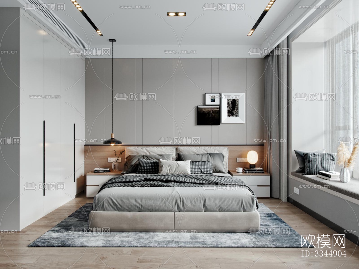 现代卧室效果图下载（渲染图8）