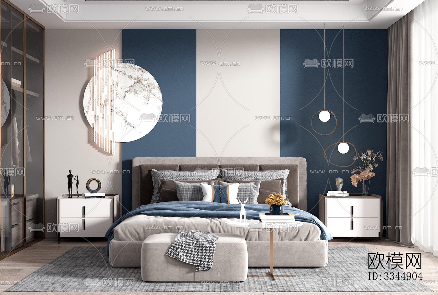 现代卧室效果图下载（渲染图11）