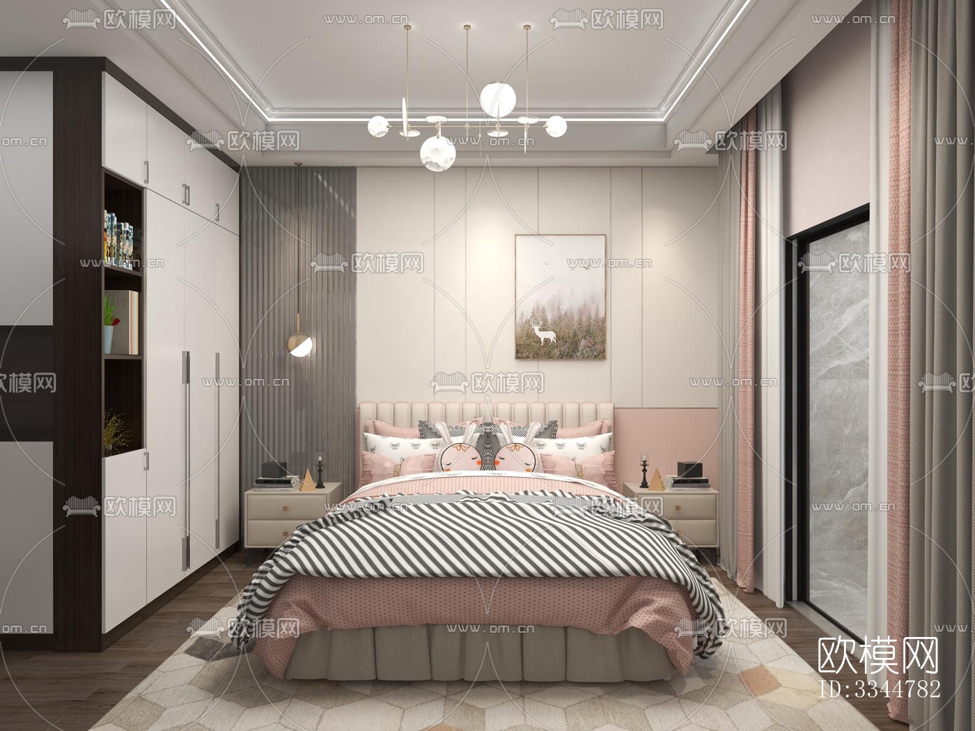 现代卧室效果图下载（渲染图8）