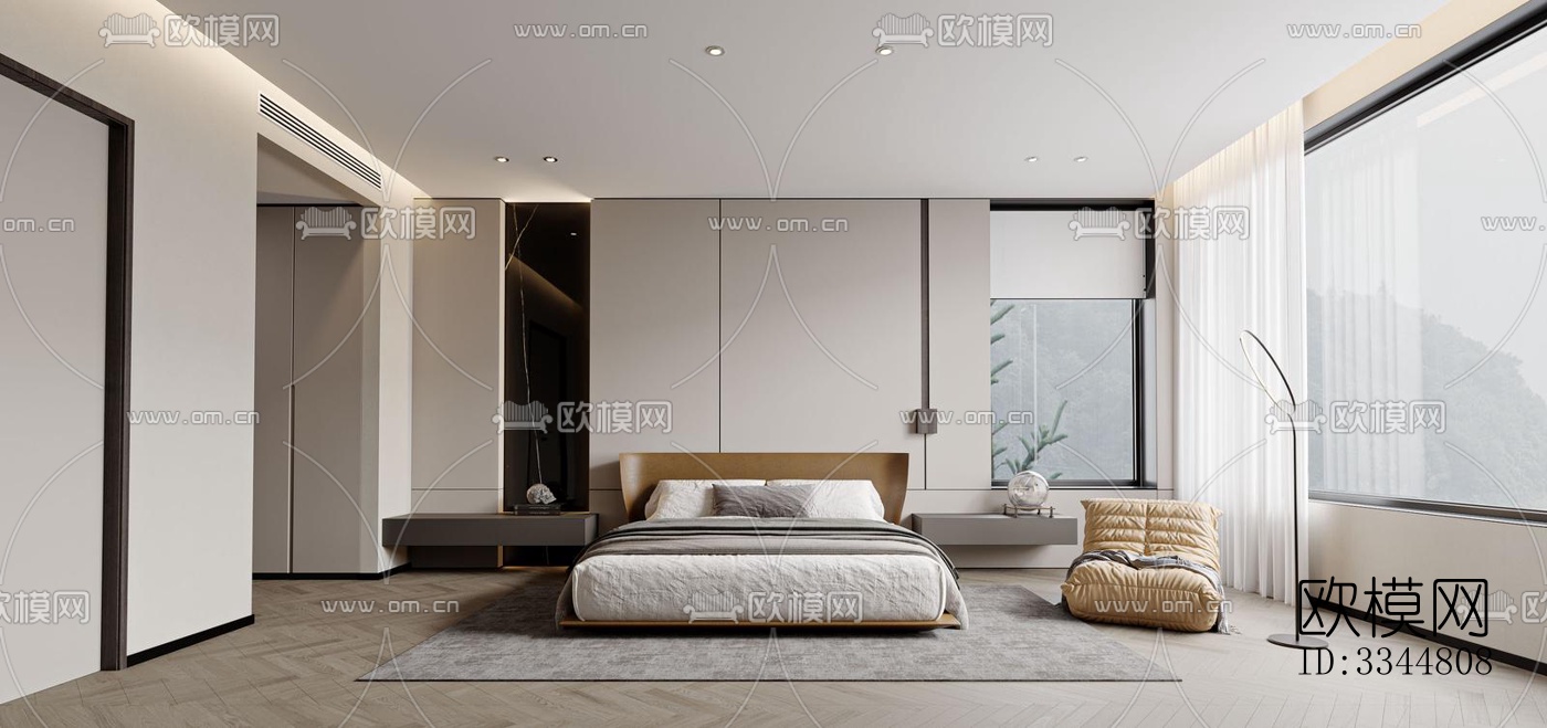 现代卧室效果图下载（渲染图1）