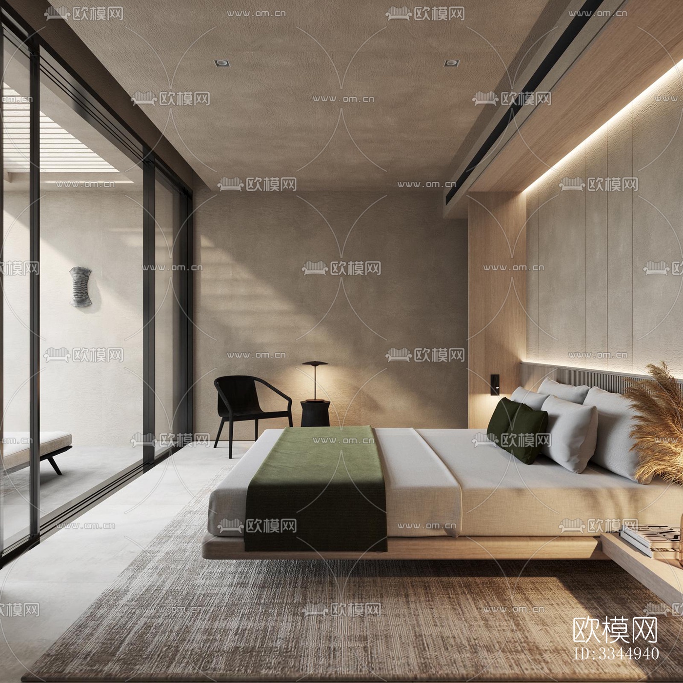 现代卧室效果图下载（渲染图3）