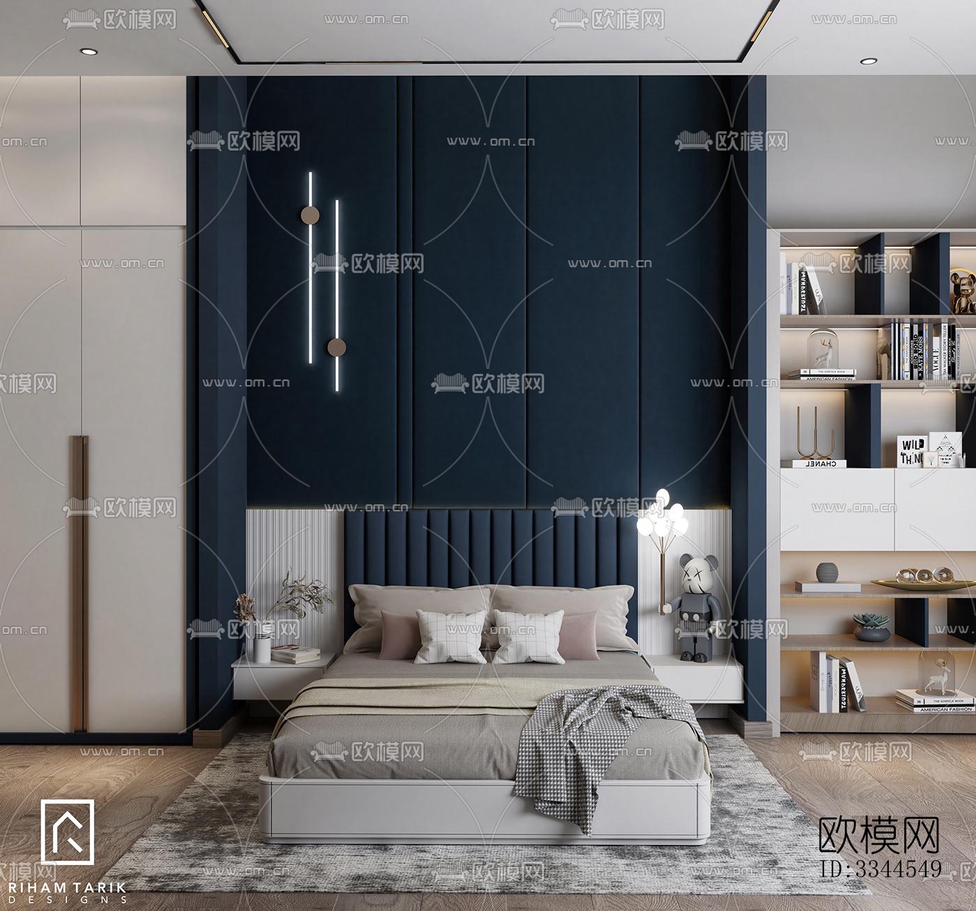 现代卧室效果图下载（渲染图2）