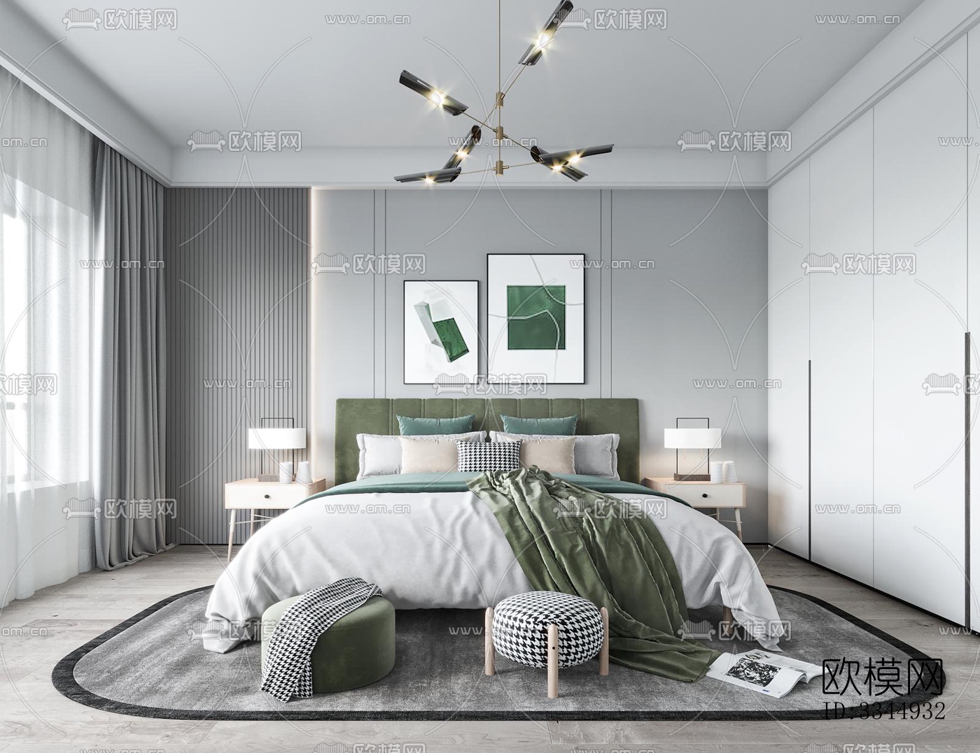 现代卧室效果图下载（渲染图6）