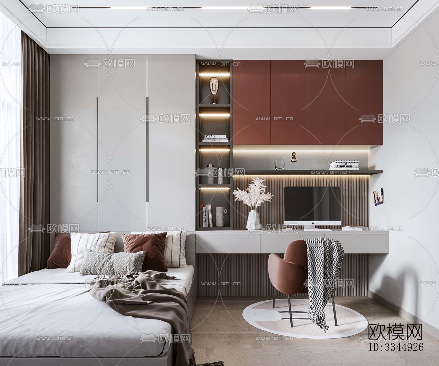 现代卧室效果图下载（渲染图7）