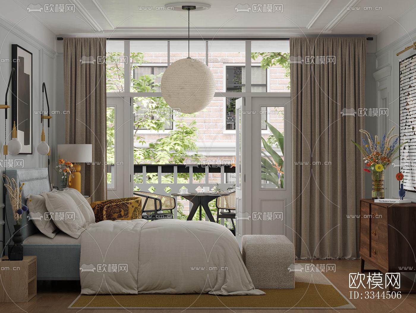 现代卧室效果图下载（渲染图3）