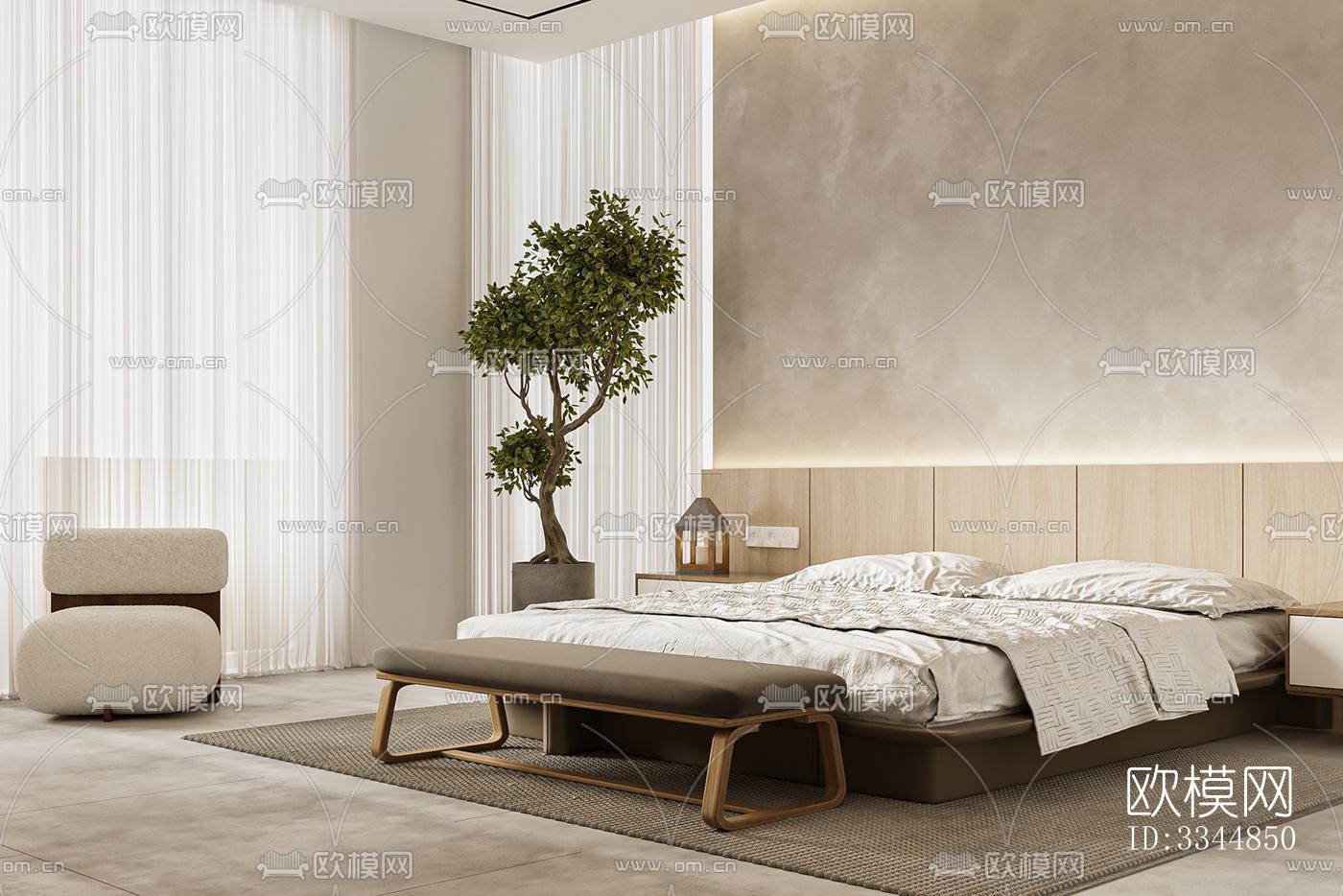 现代卧室效果图下载（渲染图5）