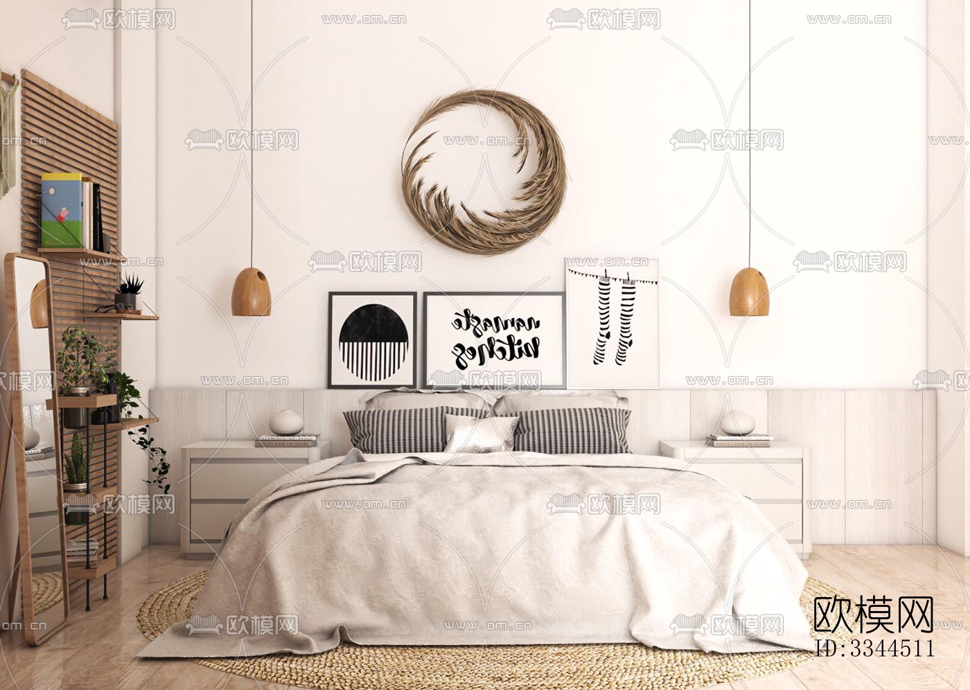 现代卧室效果图下载（渲染图2）