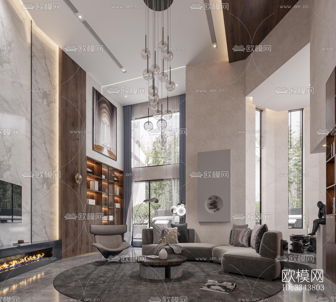 新中式别墅效果图下载（渲染图8）