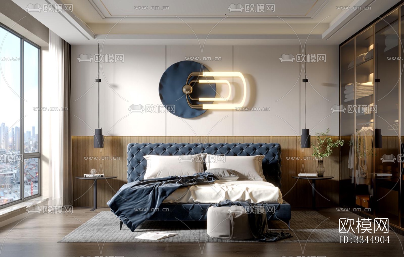 现代卧室效果图下载（渲染图2）