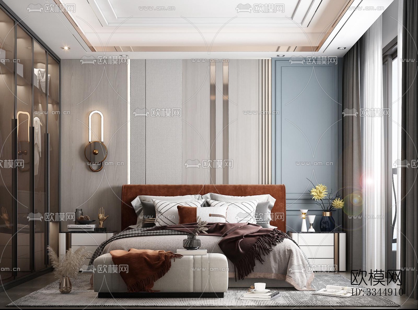 现代卧室效果图下载（渲染图10）
