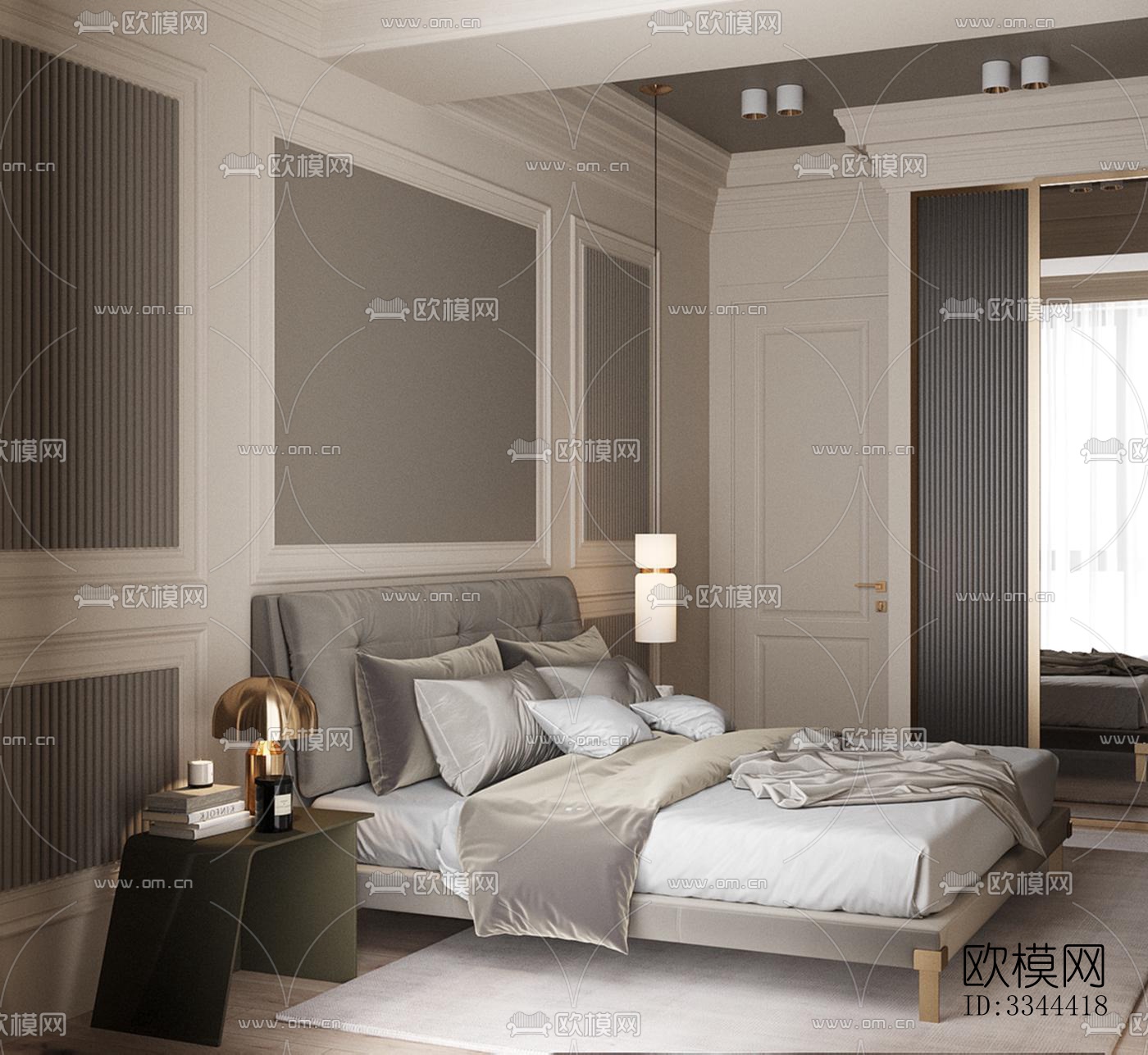 现代卧室效果图下载（渲染图3）