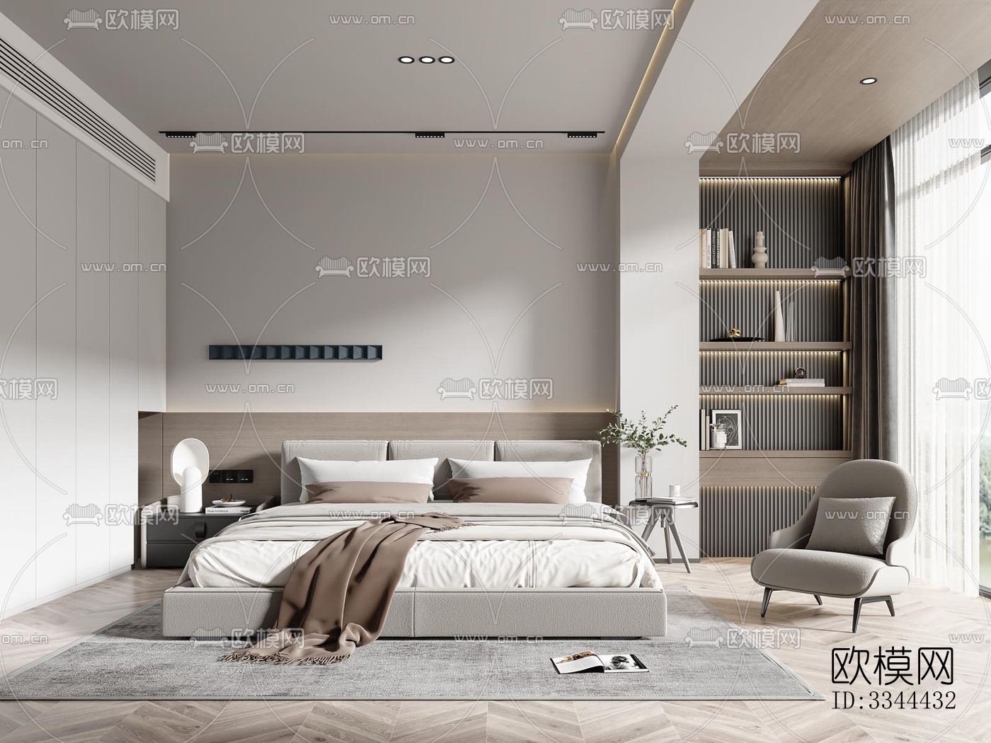 现代卧室效果图下载（渲染图8）