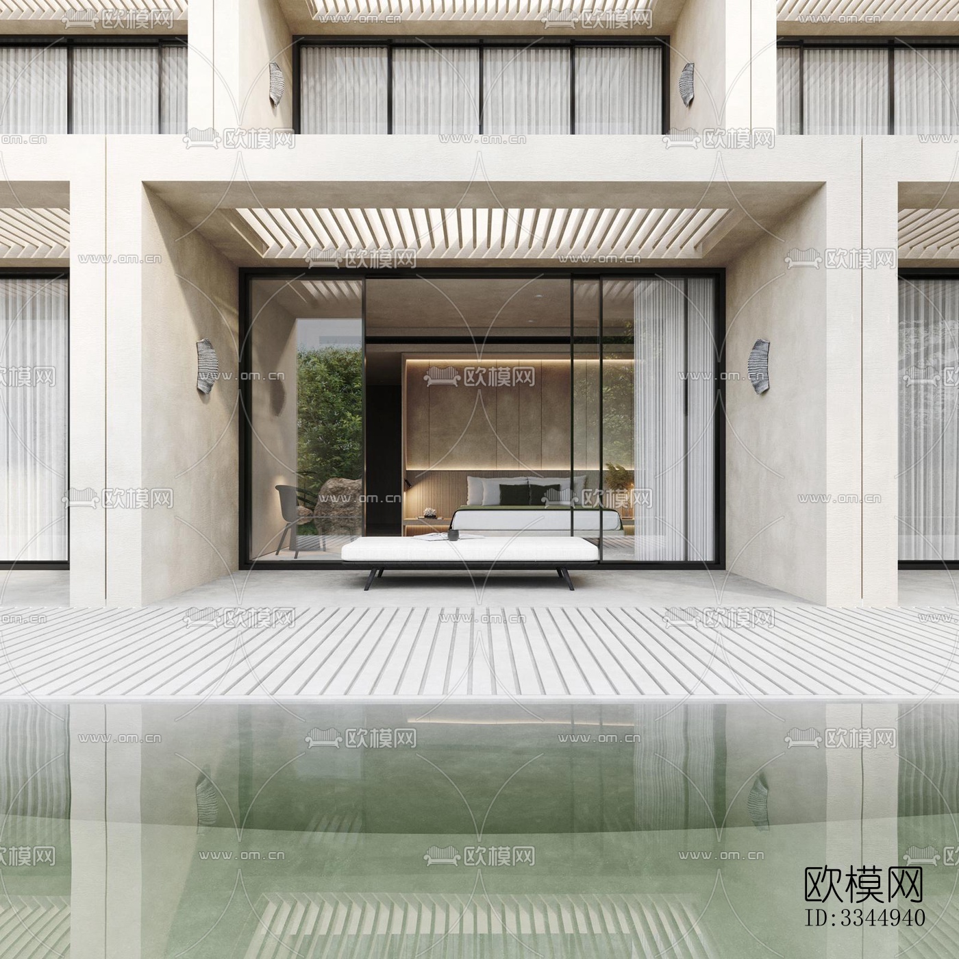 现代卧室效果图下载（渲染图1）