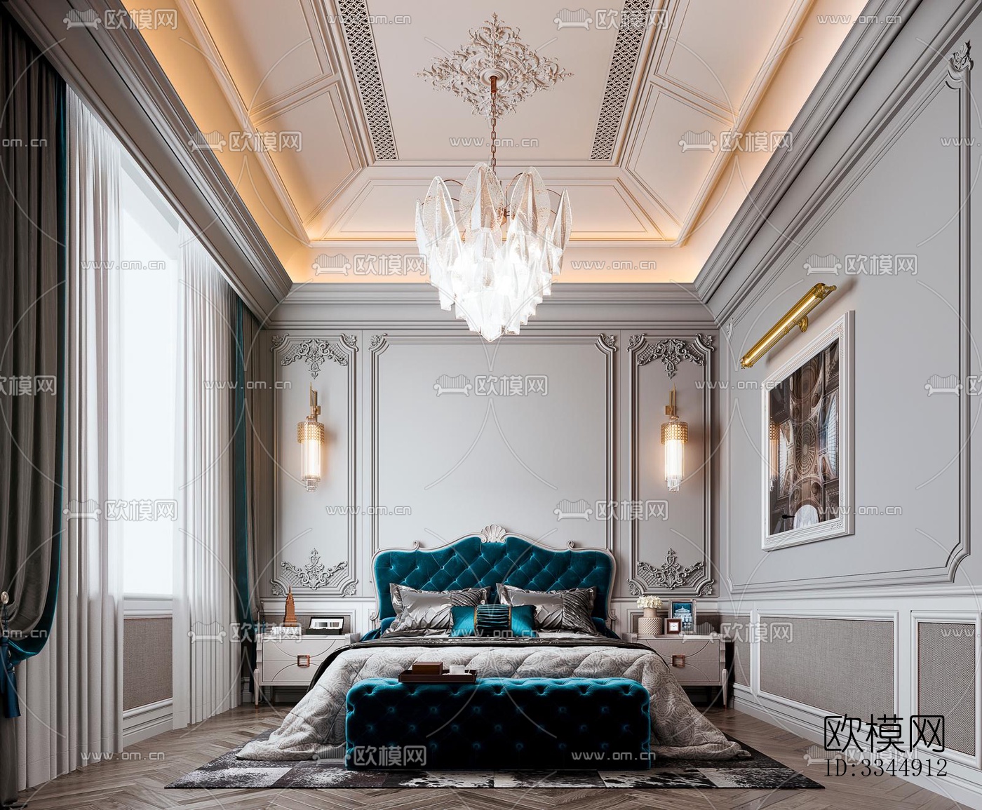 现代卧室效果图下载（渲染图1）