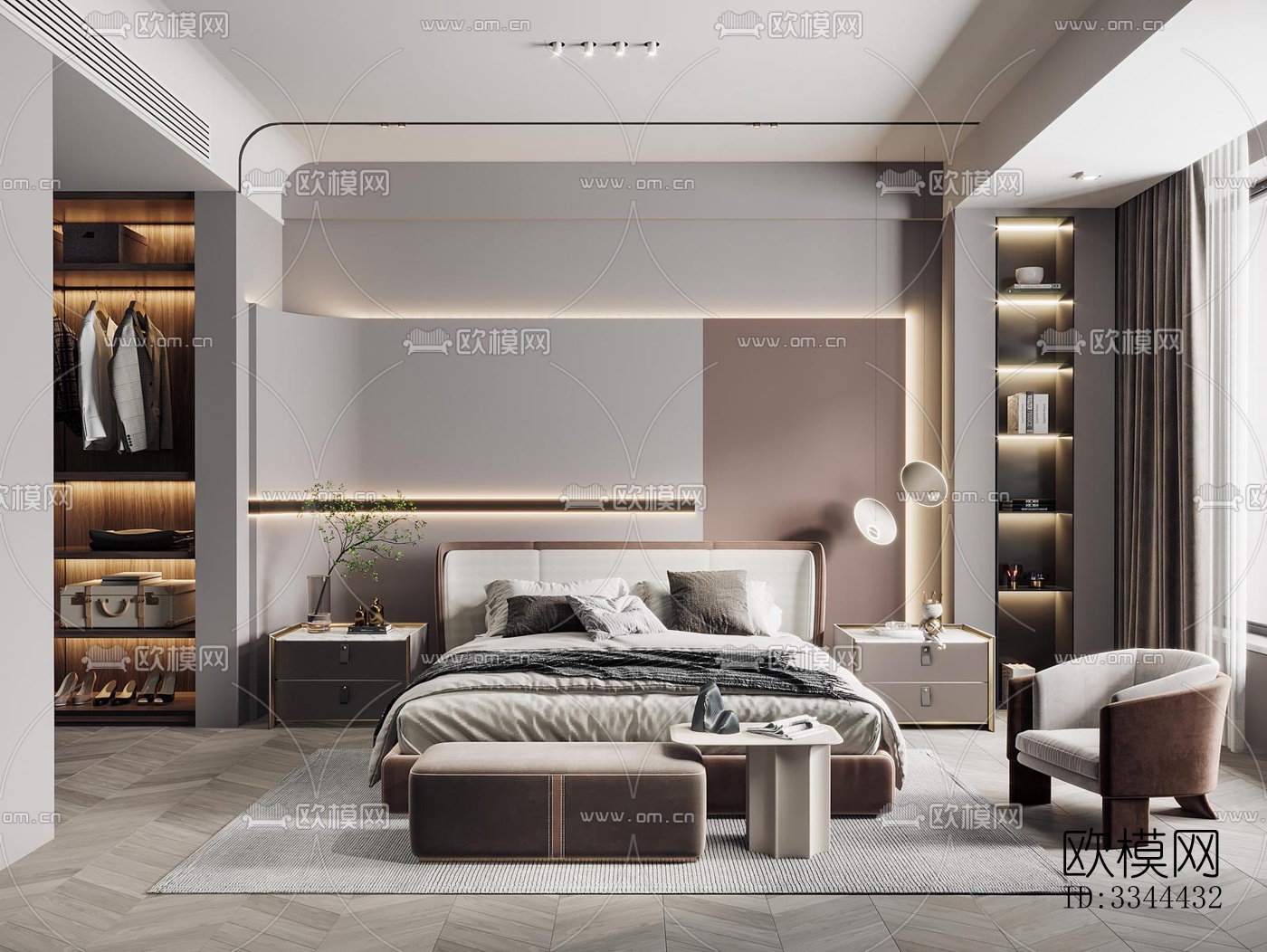 现代卧室效果图下载（渲染图4）