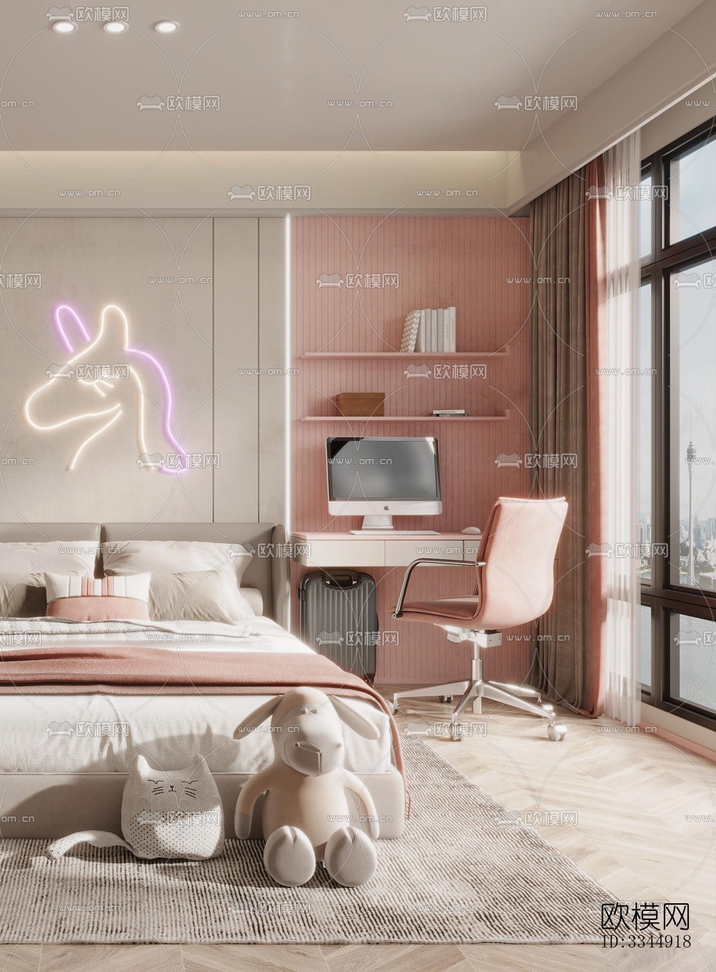 现代卧室效果图下载（渲染图3）