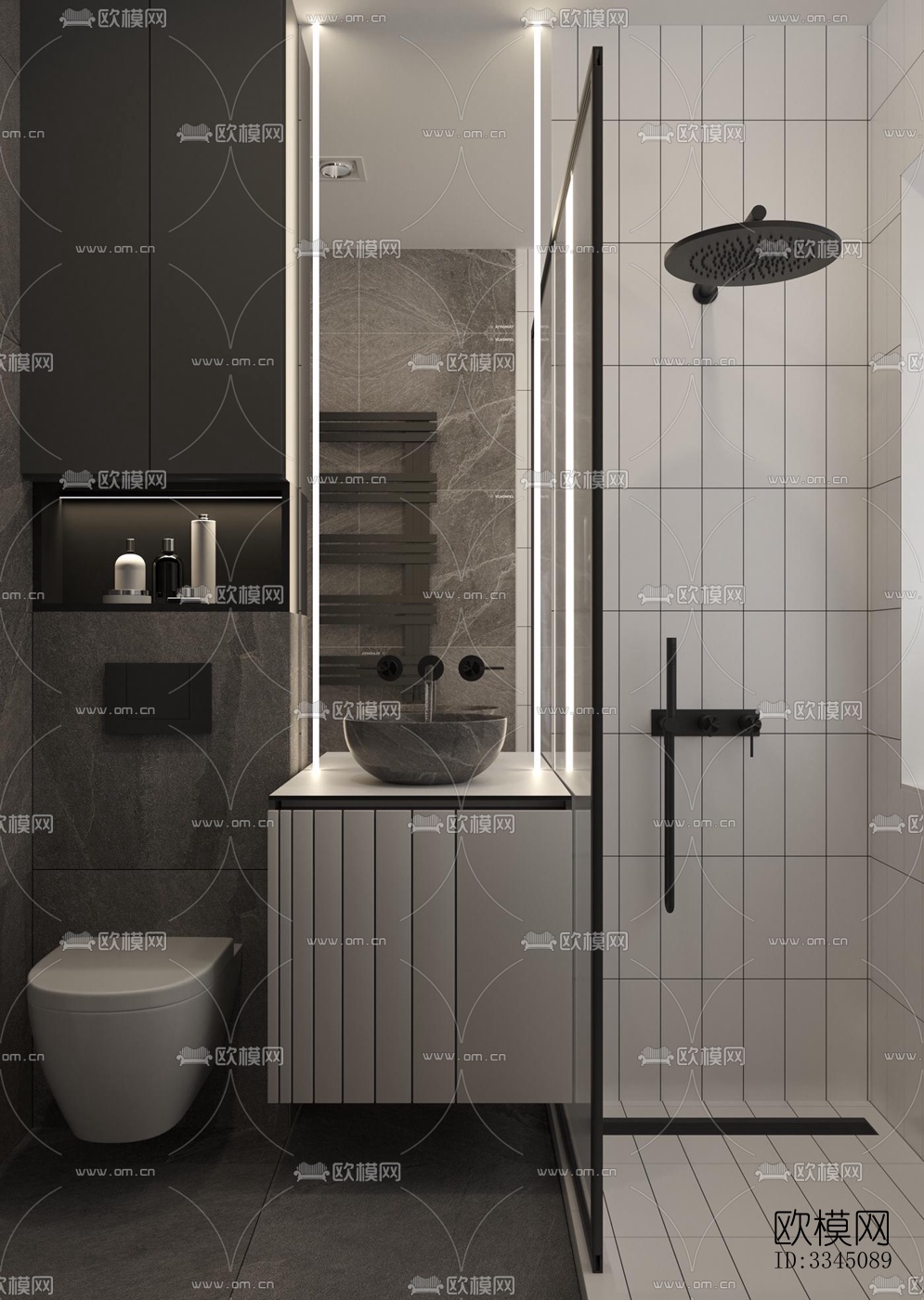 现代卫生间效果图下载（渲染图2）