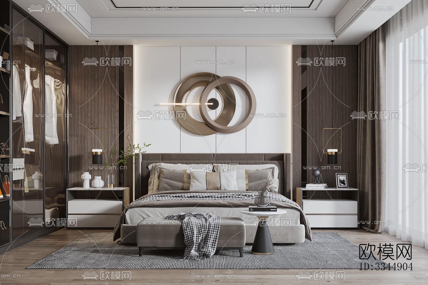 现代卧室效果图下载（渲染图1）