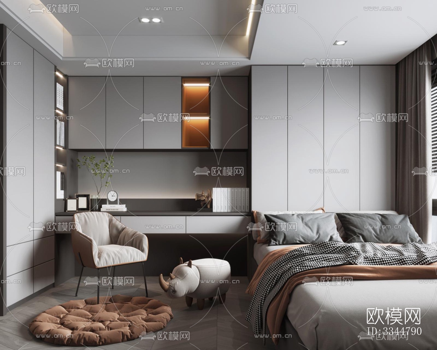 现代卧室效果图下载（渲染图2）