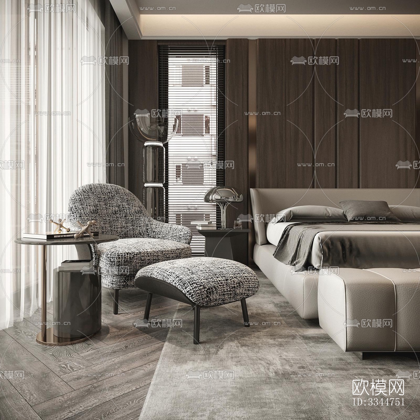 现代卧室效果图下载（渲染图4）