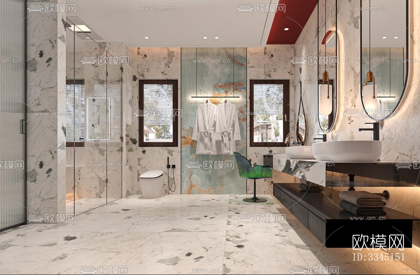 现代卫生间效果图下载（渲染图2）