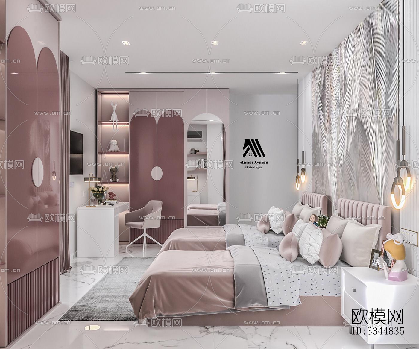 现代卧室效果图下载（渲染图4）