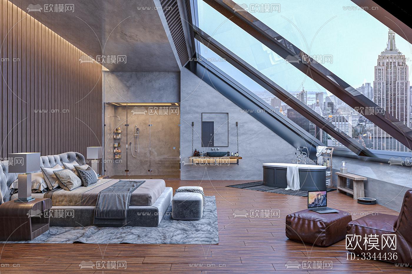 现代卧室效果图下载（渲染图2）