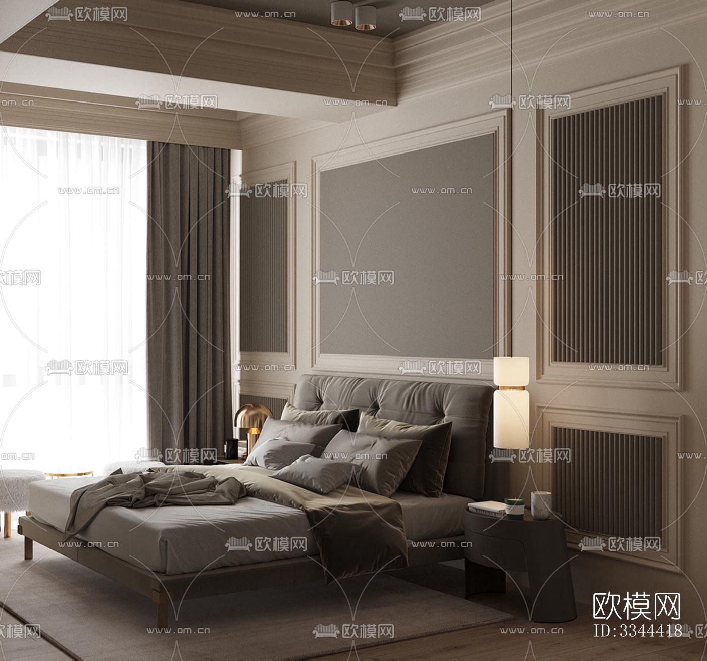 现代卧室效果图下载（渲染图2）