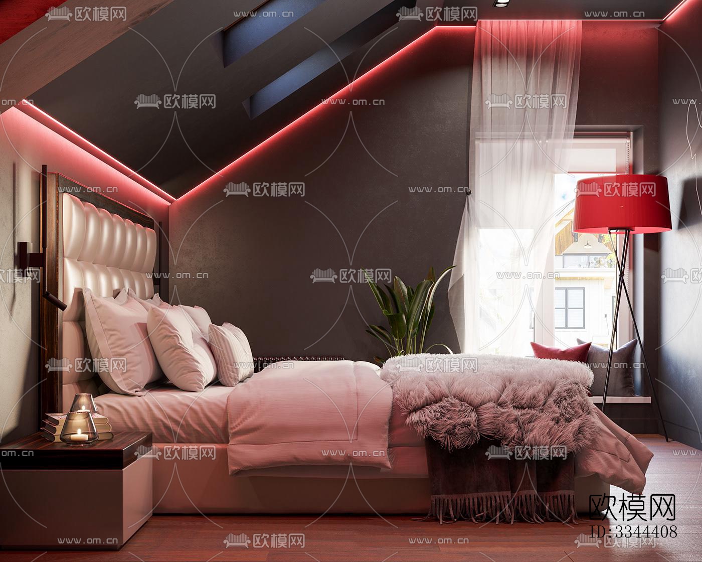现代卧室效果图下载（渲染图6）