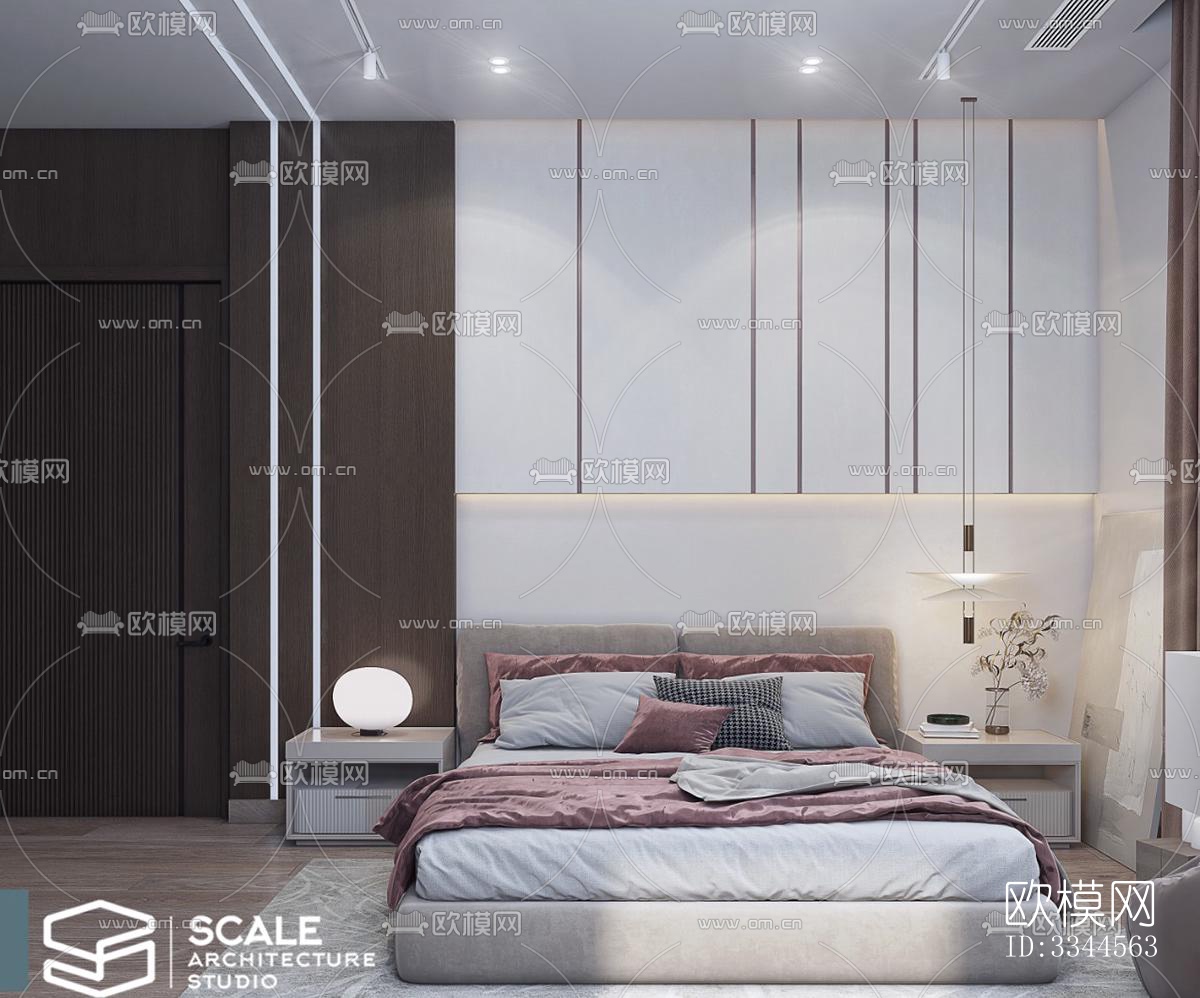 现代卧室效果图下载（渲染图2）