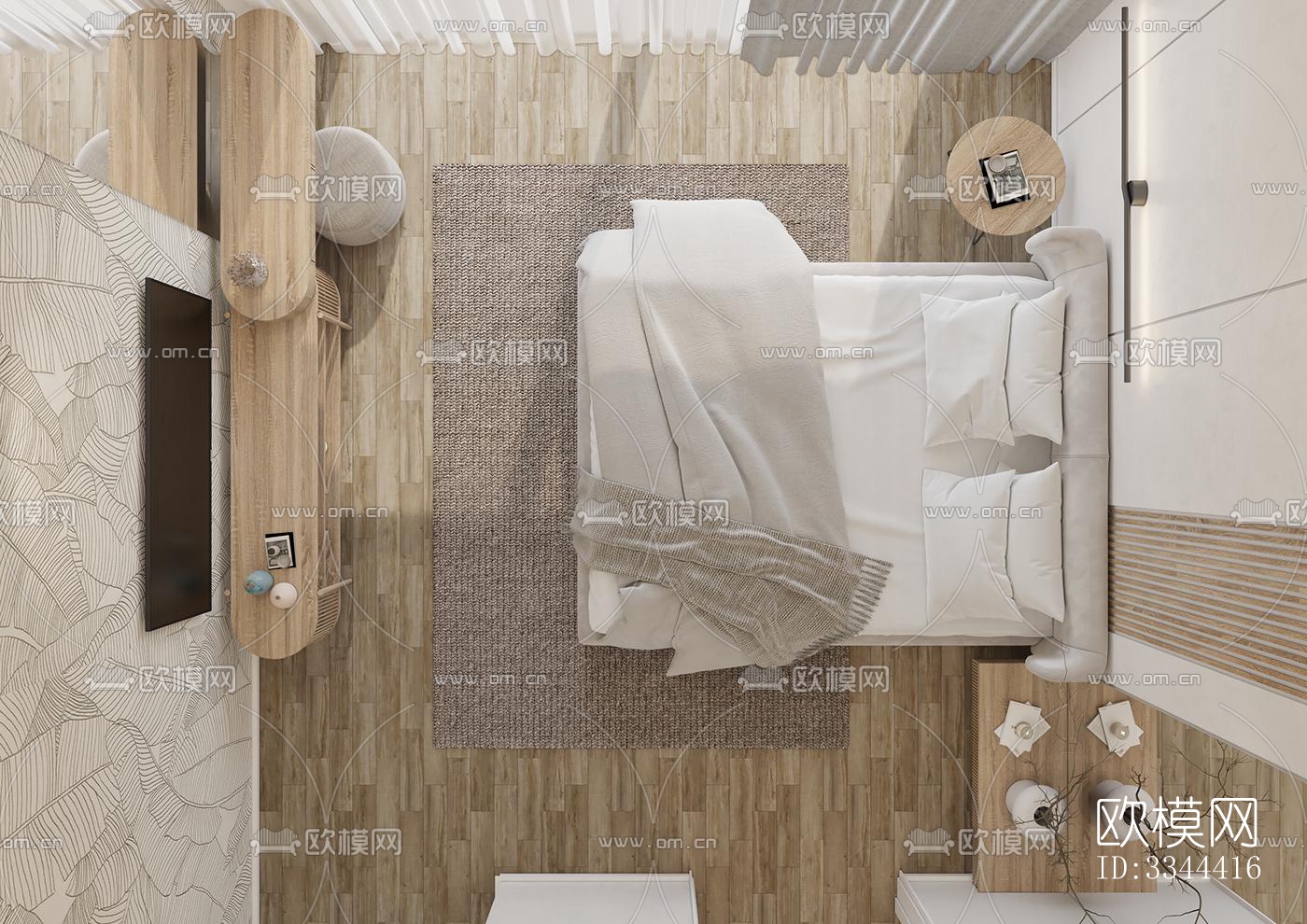 现代卧室效果图下载（渲染图7）