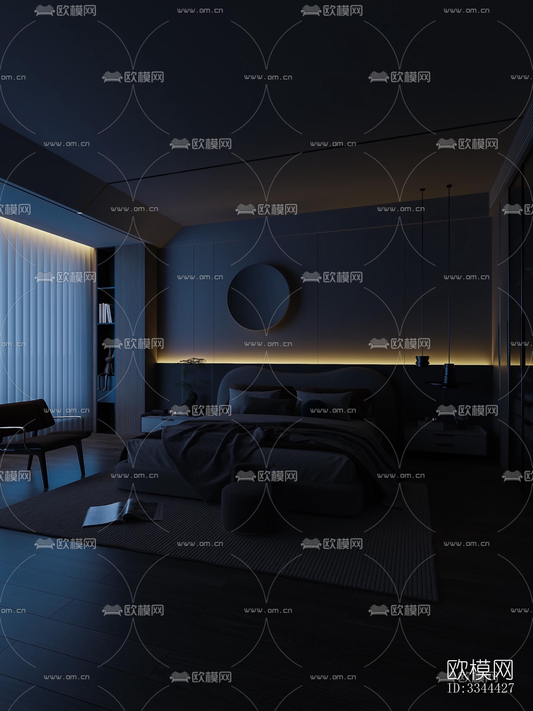 现代卧室效果图下载（渲染图7）