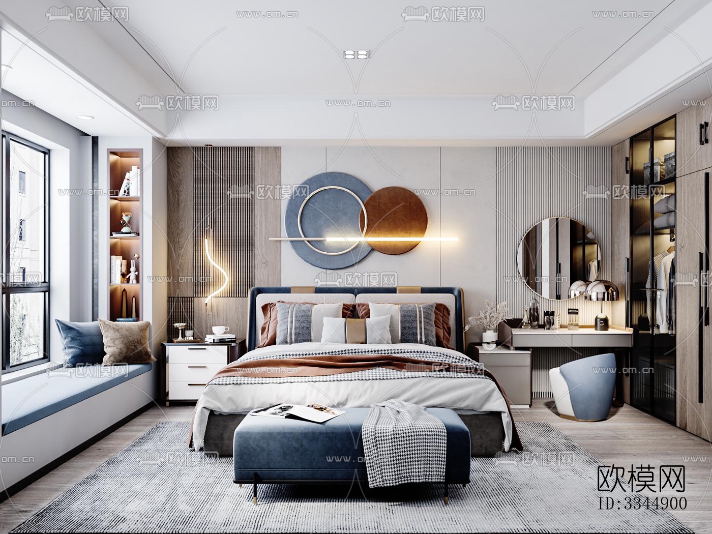 现代卧室效果图下载（渲染图7）