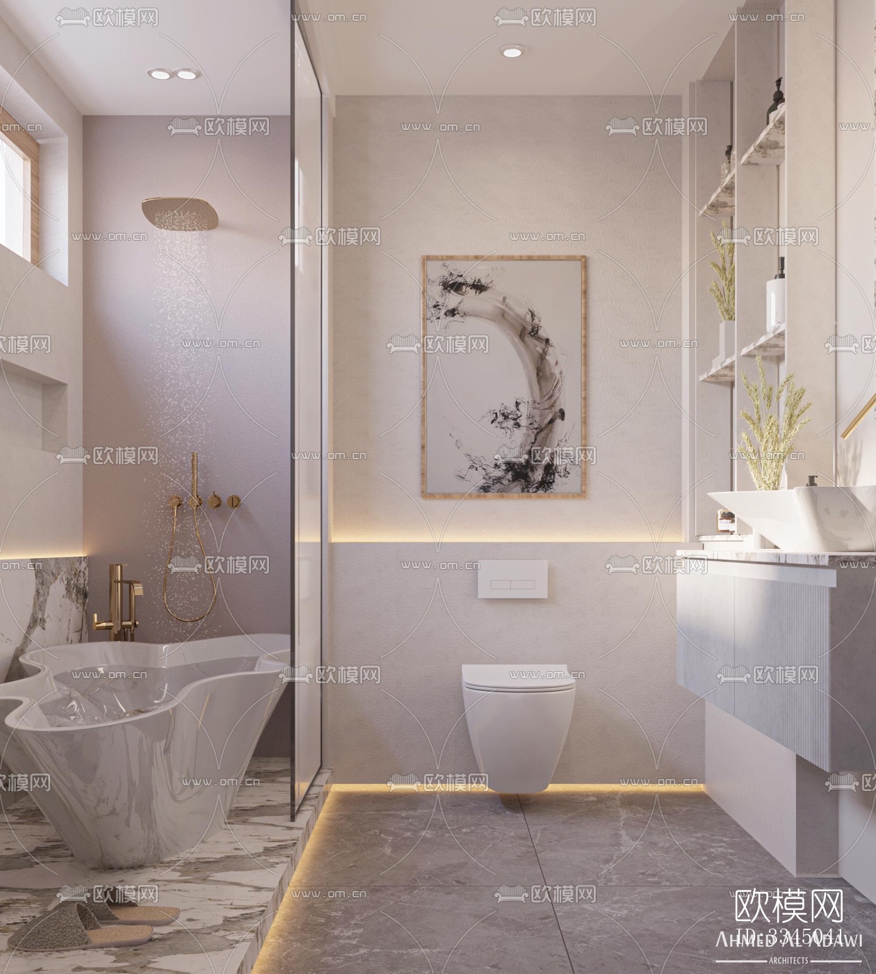 现代卫生间效果图下载（渲染图1）