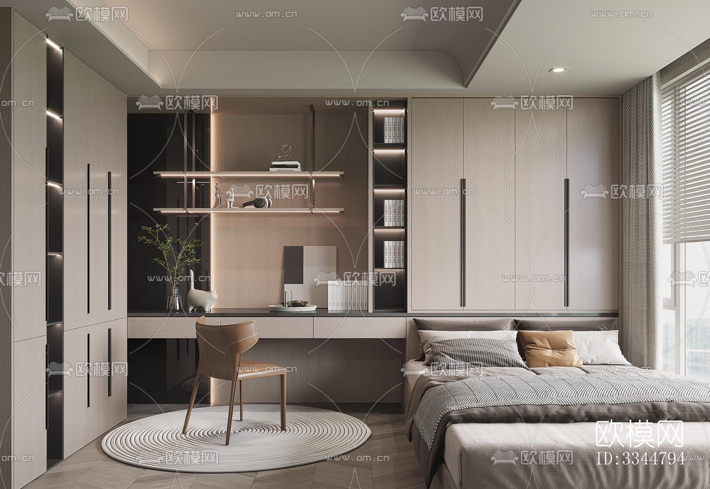 现代卧室效果图下载（渲染图5）