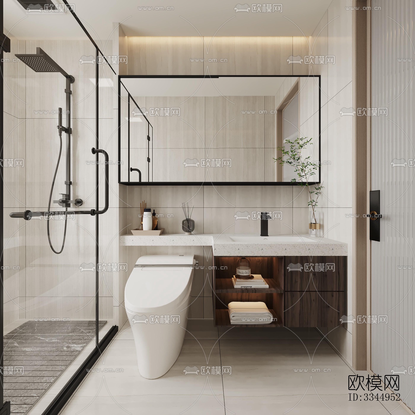 现代卫生间效果图下载（渲染图4）