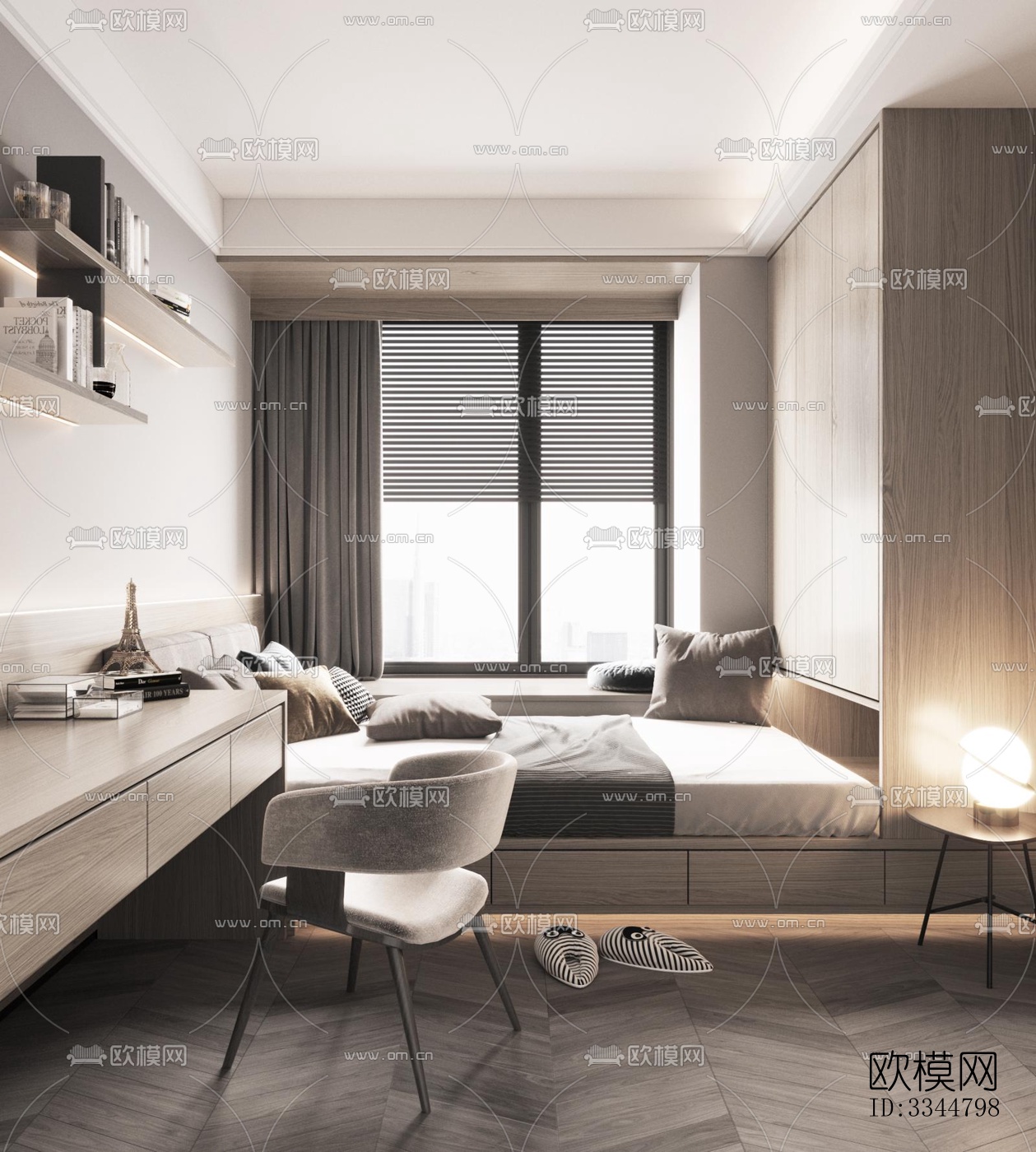 现代卧室效果图下载（渲染图2）
